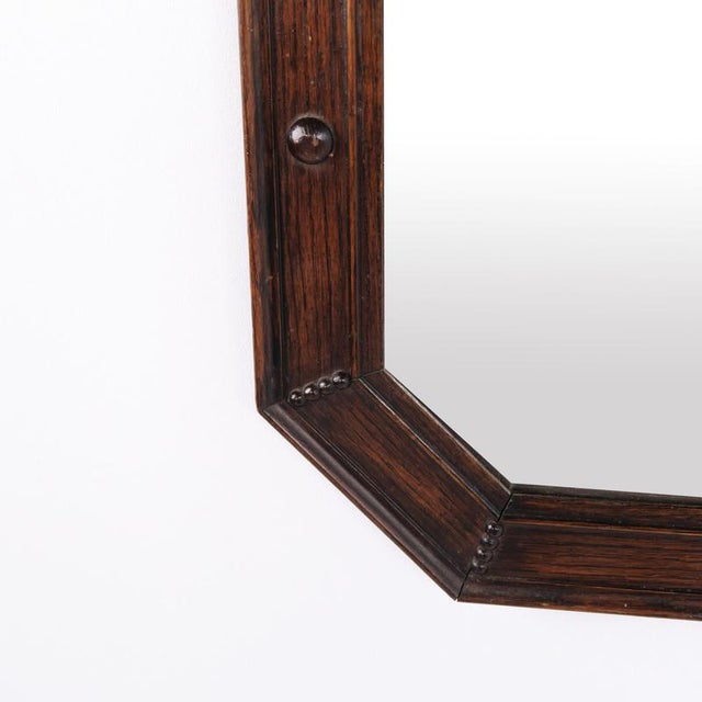 1940s Rectangular Mirror with Carved Dark Wood Frame, 1940s For Sale - Image 5 of 7