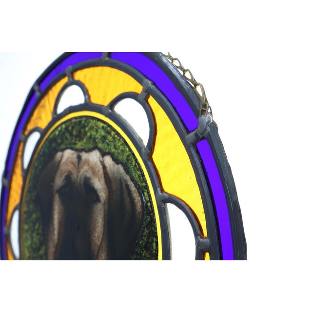 Art Deco Stained Glass Roundel Depicting with English Mastiff Dog, 1890s For Sale - Image 4 of 11