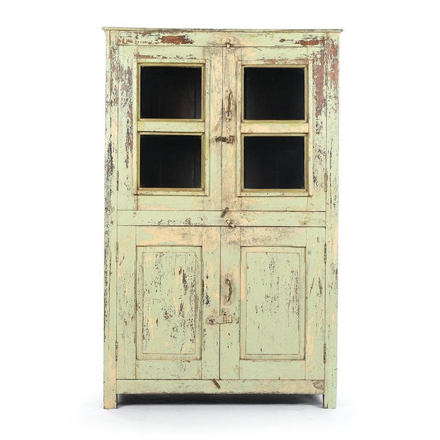 Glass Cabinet in Patinated Wood For Sale - Image 6 of 6