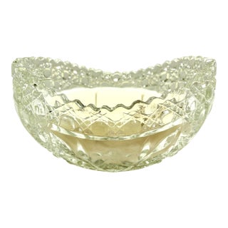 Vintage Textured Glass Bowl With Handcrafted Soy Wax Candle For Sale
