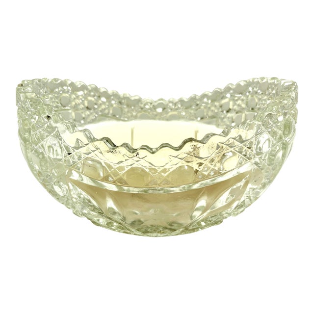 Vintage Textured Glass Bowl With Handcrafted Soy Wax Candle For Sale