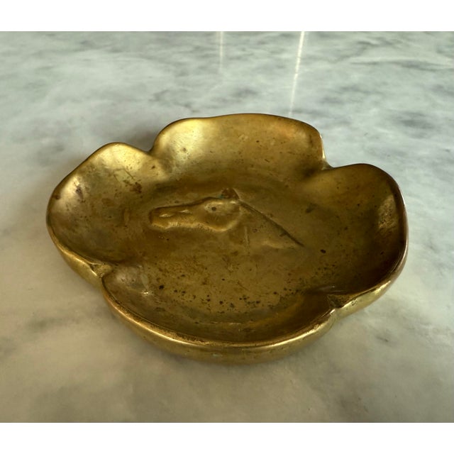Farmhouse Vintage Virginia Metalworks Brass Trinket Dish With Horse For Sale - Image 3 of 7
