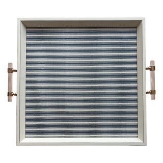 Custom Navy Stripe Tray Square For Sale
