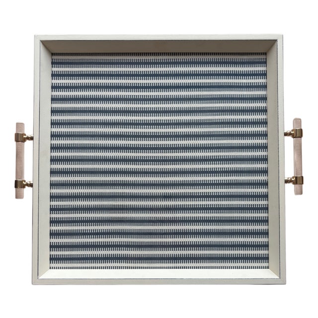 Custom Navy Stripe Tray Square For Sale