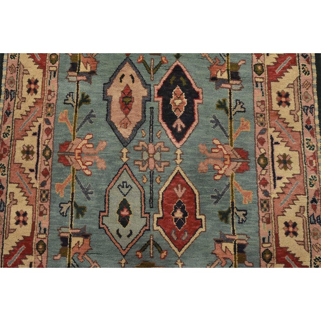 2000 - 2009 Heriz Rug 3’10” X 6’3” Blue Wool Vintage Tribal Hand-Knotted Oriental Carpet For Sale - Image 5 of 12
