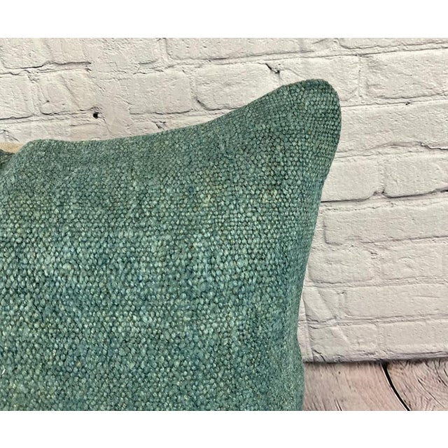Turkish 20 x 20 Hemp Pillow Turkish Cushion Natural Green Pillow Cushion Cover For Sale - Image 3 of 4