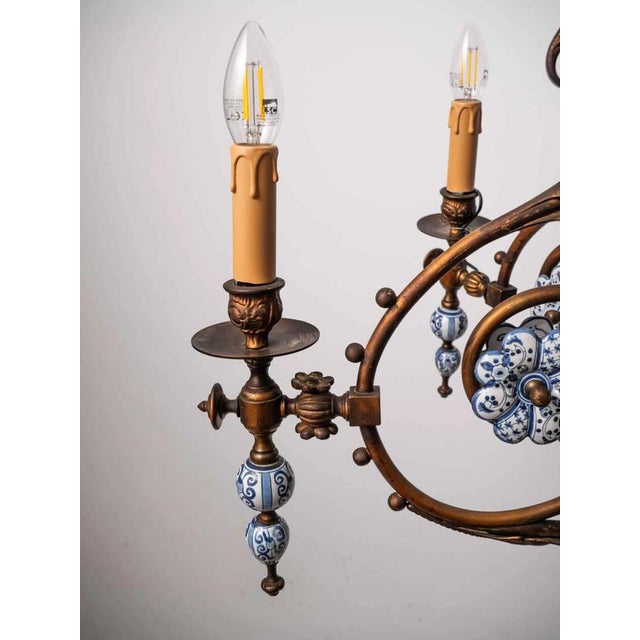 Large Antique Delft Chandelier For Sale - Image 4 of 14
