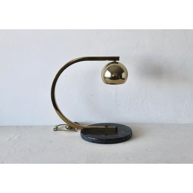 George Kovacs Style Brass Eyeball Arc Table Desk Lamp Marble Base Vintage For Sale - Image 13 of 13