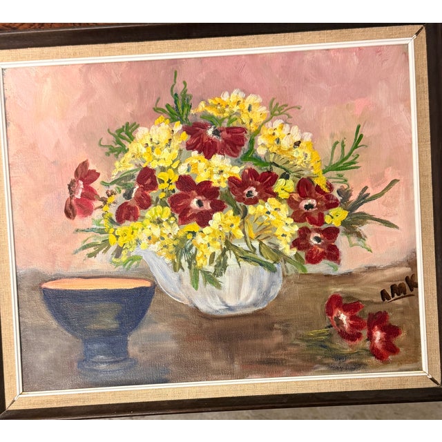 Ann-Marie Klostergaard, Floral Still Life, 1960s, Oil Painting For Sale - Image 8 of 9