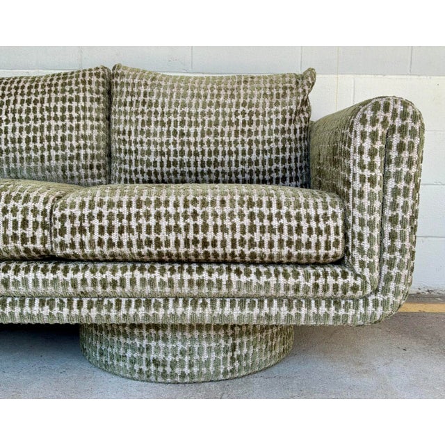 Revelation Modern Olive Green Boucle and Tweed Cotton Patch Sofa For Sale - Image 4 of 7
