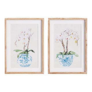 Potted Phalaenopsis Prints, Set Of 2 For Sale