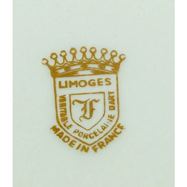 Ceramic Limoges France Fine Porcelain Plate Hand Painted With Fragonard Romantic Scene For Sale - Image 7 of 7