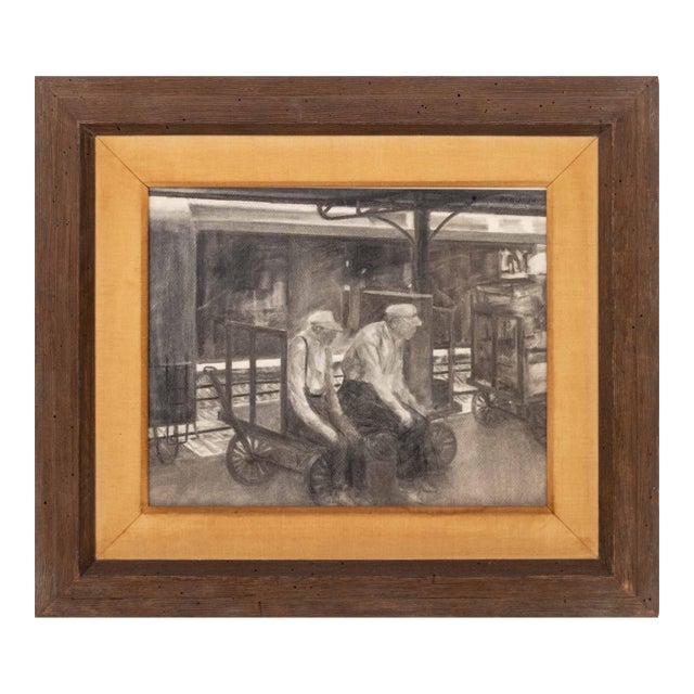 Ben Lassen Railroad Workers Charcoal on Paper For Sale
