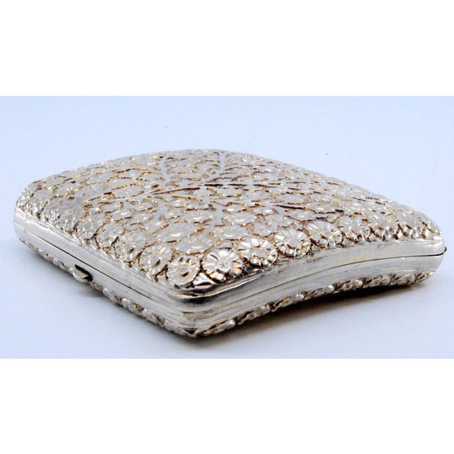 Curved Silver Cigarette Case with Flower and Branch Reliefs For Sale - Image 10 of 10