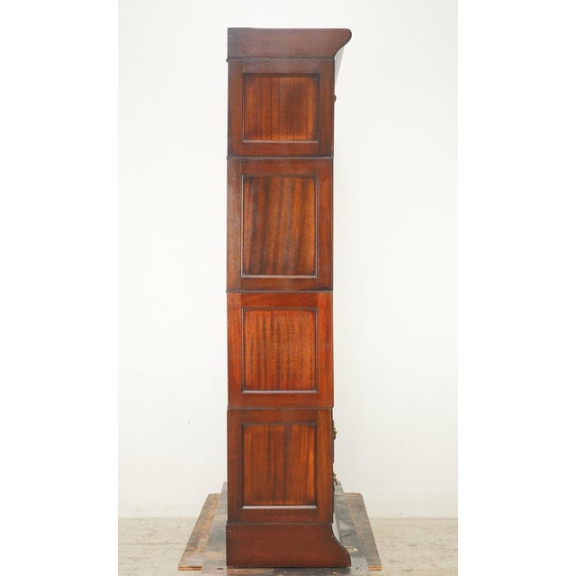 Vintage Victorian Style Oak Barrister Bookcase With Leaded Glass For Sale - Image 10 of 15