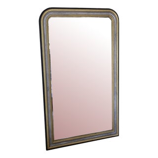 Large 19th Century Ebonised Silver and Gilt Floor Wall Overmantle Mirror, 1890s For Sale
