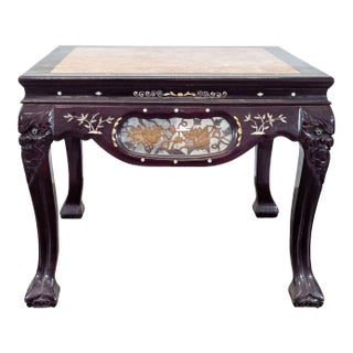 Vintage Chinese Marble Top End Table For Sale