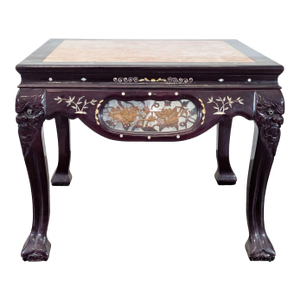 Vintage Chinese Marble Top End Table