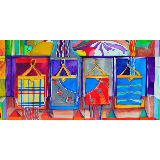 Psychedelic Handbags - Surreal Visionary Landscape Psychedelic abstract with textile fashion handbags in a colorful,...