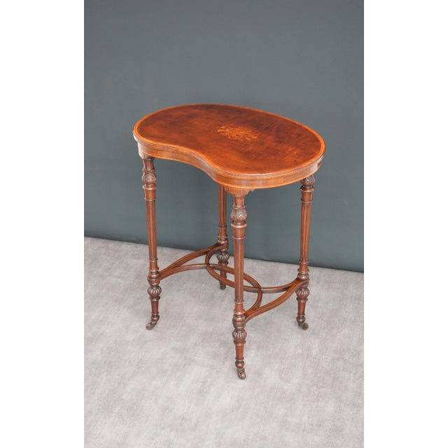 Antique Edwardian Inlaid Mahogany Kidney-Shaped Side Table, 1900 For Sale - Image 16 of 16