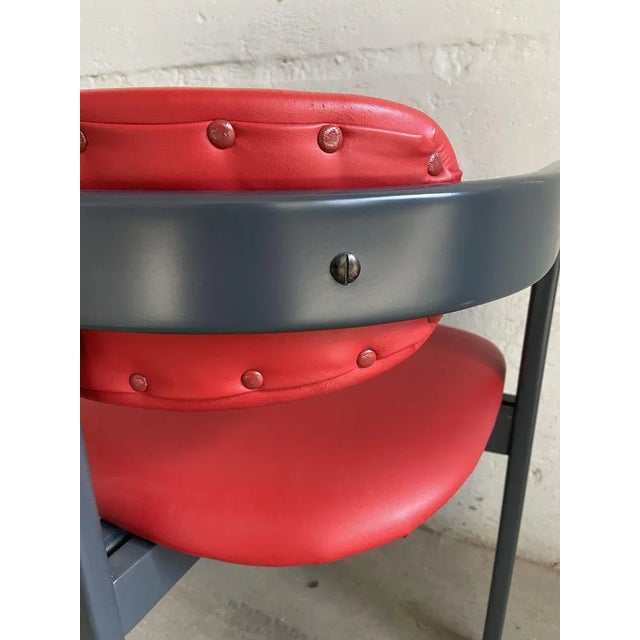 Gray Mid-Century Modern Italian Faux Leather Chair in the style of Augusto Savini For Sale - Image 8 of 12