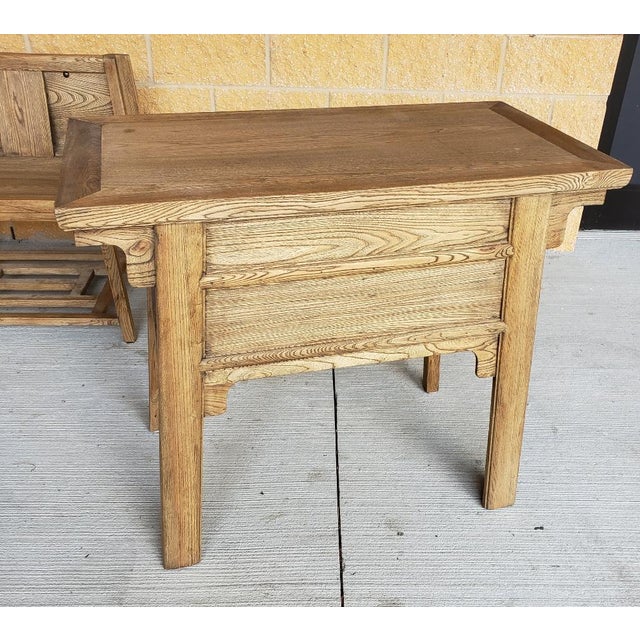Late 20th Century Chinese Elm Desk With Hidden Nesting Chair For Sale - Image 11 of 11