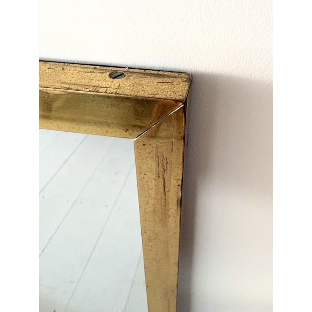Metal Mid-Century Modern Brass Mirror, 1960 For Sale - Image 7 of 11