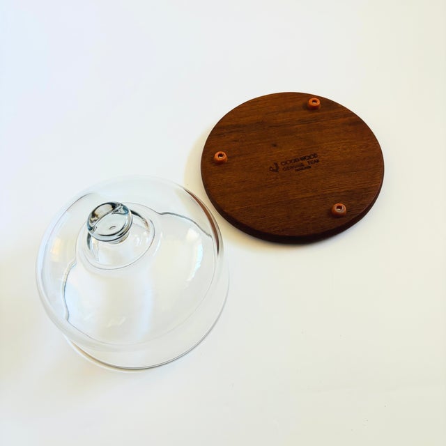 Vintage Glass Cloche on Teak Base For Sale - Image 10 of 11