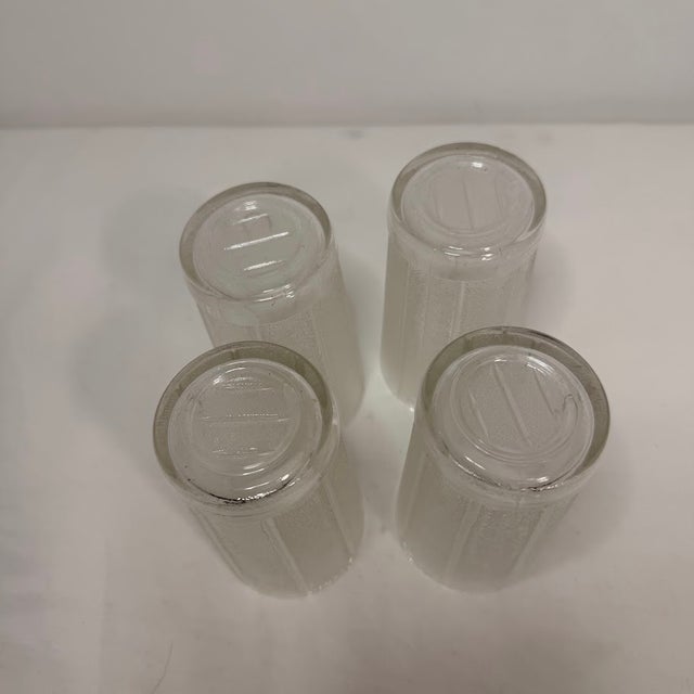 Mid-Century Modern Vintage Mid-Century Modern Frosted Pebbled Textured Glass Tumblers Vertical Ribbed 4.75" - Set of 4 For Sale - Image 3 of 8