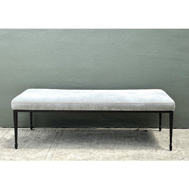 Mid-Century Modern Vintage Bernhardt Upholstered Metal Frame Bench For Sale - Image 3 of 16