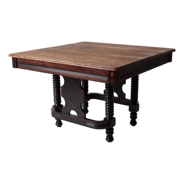 Antique Jacobean Revival Barley Twist Square Table For Sale