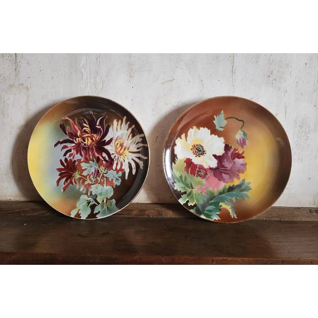 Vintage French Floral Terre de Fer Decorative Plates from Boulenger & Choisy Le Roi, 1900s, Set of 2 For Sale - Image 10 of 10