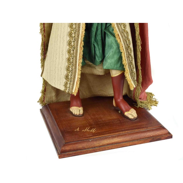 Neapolitan Presepio Magus King Melchior Nativity Figure by Maestro Alfredo Molli Italy - Signed For Sale - Image 16 of 17