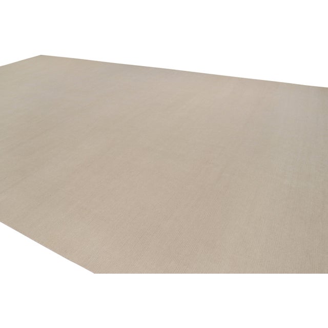 Rug & Kilim Rug & Kilim’s Oversized Contemporary Textural Solid Rug in Cream and White Tones For Sale - Image 4 of 8