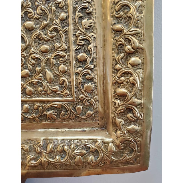 19th Century Indian Brass Wall Plaque With Hindu Deities and Floral Relief For Sale - Image 9 of 12
