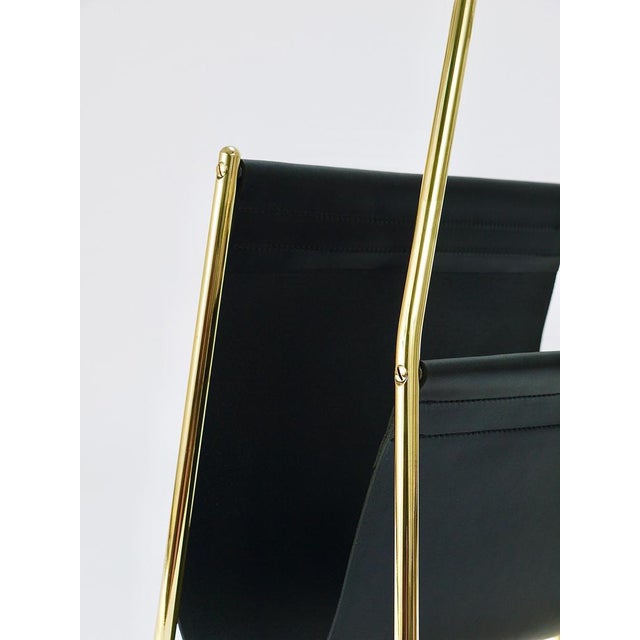 Mid-Century Magazine Rack in Brass and Black Leather attributed to Carl Auböck, Austria, 1950s For Sale - Image 17 of 18