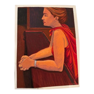 Contemporary Figurative Painting "Waiting" by Teresa DiMarco For Sale