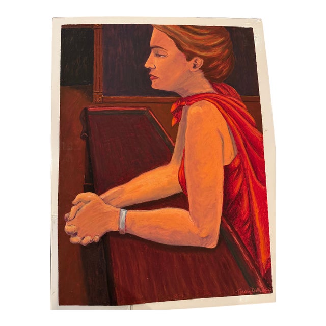 Contemporary Figurative Painting "Waiting" by Teresa DiMarco For Sale