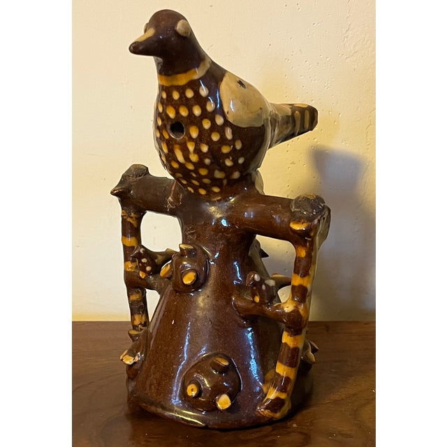 Antique 19th Century English Folk Art Staffordshire Redware Slip Decorated Bird Whistle, Circa 1820 For Sale - Image 4 of 15