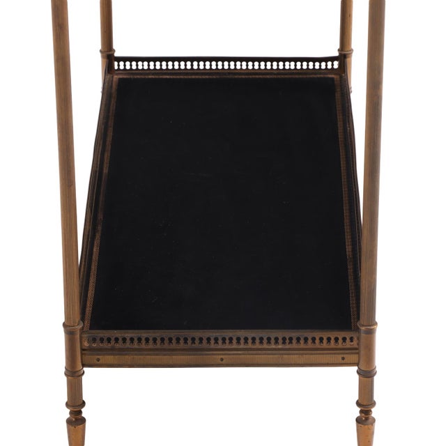French Leather and Brass Two-Tier Table in the Manner of Maison Jansen, C. 1950 For Sale In Philadelphia - Image 6 of 8