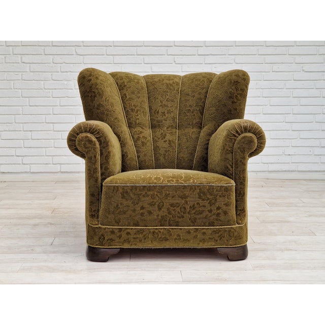 Vintage Danish Relax Chair in Green Fabric, 1950s For Sale - Image 17 of 17