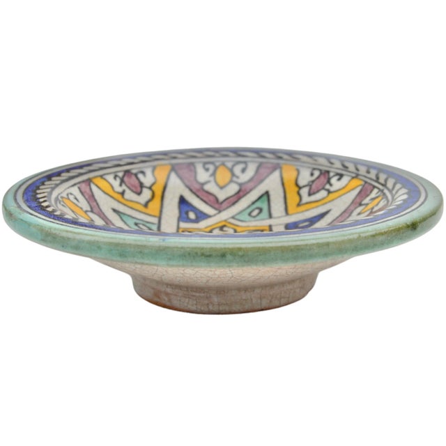 Antique Early 20th Century Colorful Moorish-Star Ceramic Plate For Sale - Image 9 of 10