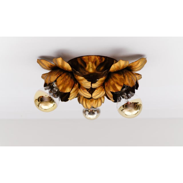 Vintage Gilded Florentine Flush Mount by Hans Kögl, Germany, 1960s For Sale - Image 4 of 9