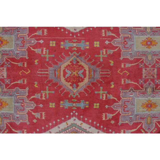 1920s Antique Indian Agra Rug in an All Over Red, Blue, Yellow Medallion Pattern For Sale - Image 5 of 8