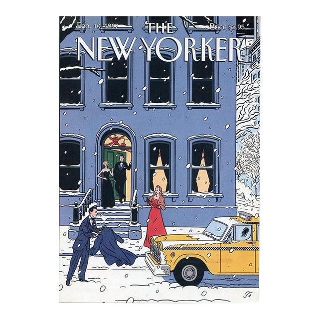 1997 Vintage New Yorker Cover, February 10, Jean-Claude Floc'h Illustration, New York City, Snowstorm For Sale