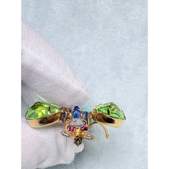 Attributed Schreiner Mid Century Insect Brooch Reverse Set Rhinestones Fly Bug For Sale - Image 11 of 14