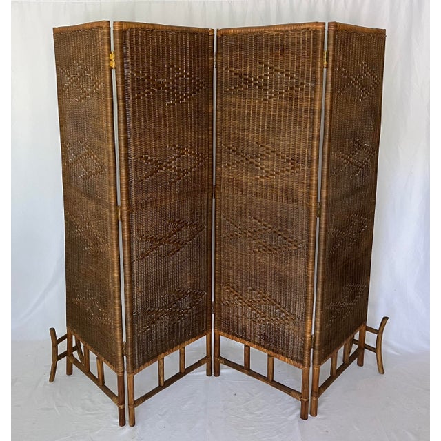 Mid Century Rattan Wicker Room Divider Screen Chairish