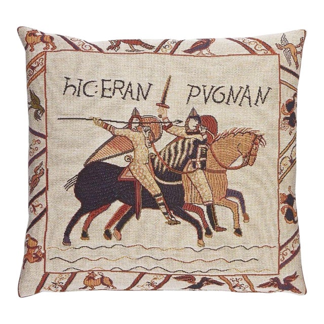 Bayeux Cavaliers Tapestry Cushion With Feather Filler - 46x46cm (18"x18") For Sale