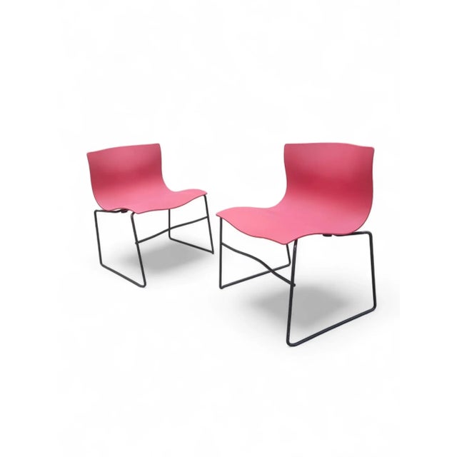 Mid-Century Modern Mid Century Modern Massimo and Lella Vignelli for Knoll Handkerchief Chairs in Red - 4 Piece Set For Sale - Image 3 of 8