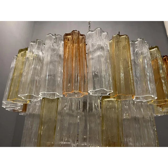 Mid-Century Modern Large Multicolored Murano Glass Tube Tronchi Chandelier, 1970s For Sale - Image 3 of 9